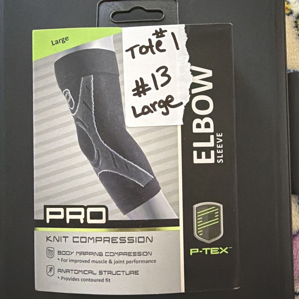 P-TEX ** PRO KNIT COMPRESSION ELBOW SLEEVE** " P-TEXE500" **BLACK **NEW** Small